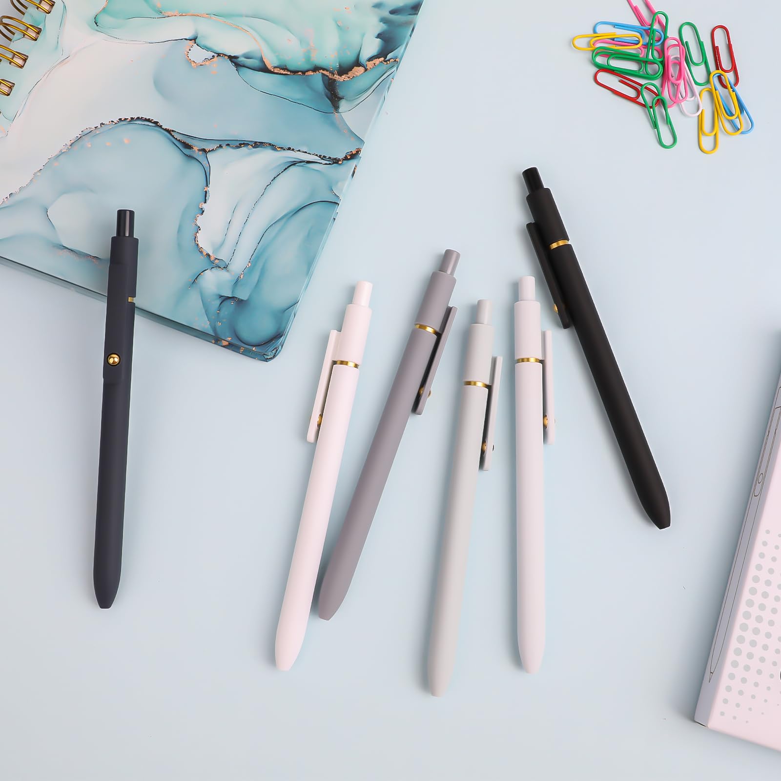 Ddaowanx Gel Pens, 0.7mm Quick Dry Black Ink,Fine Point Smooth Writing Pens,Office School Supplies,Gifts for Women Man(6Pcs Black White Gray, Black)