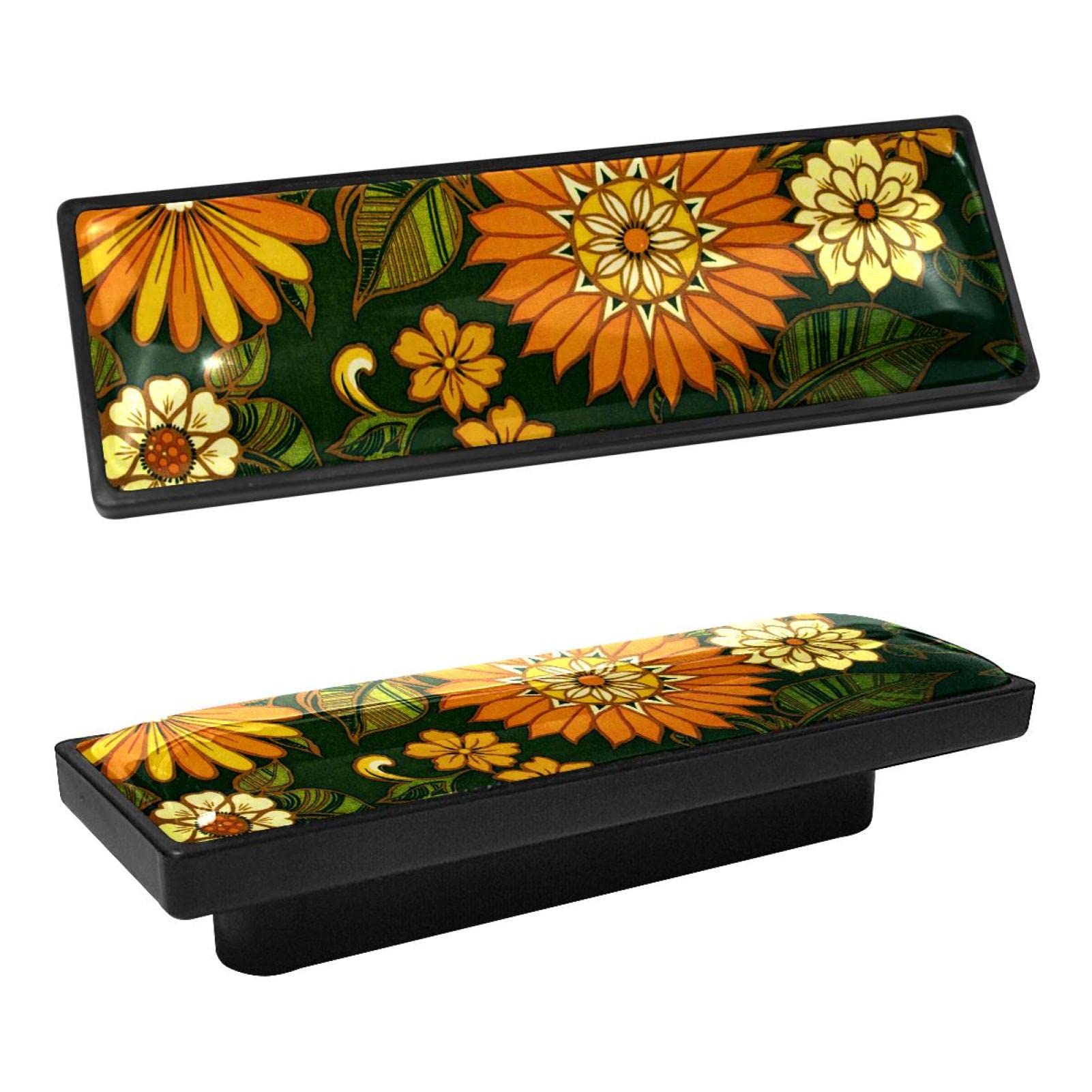 Boutons de placard vintage rectangulaires au motif floral pour sublimer la maison