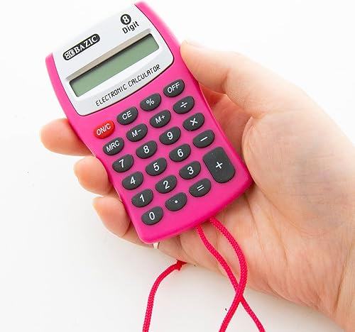 Miniatura 7 de BAZIC Calculadora de tamaño de bolsillo de 8 dígitos con cuerda de cuello, pantalla LCD, calculadoras electrónicas de función estándar pequeña,