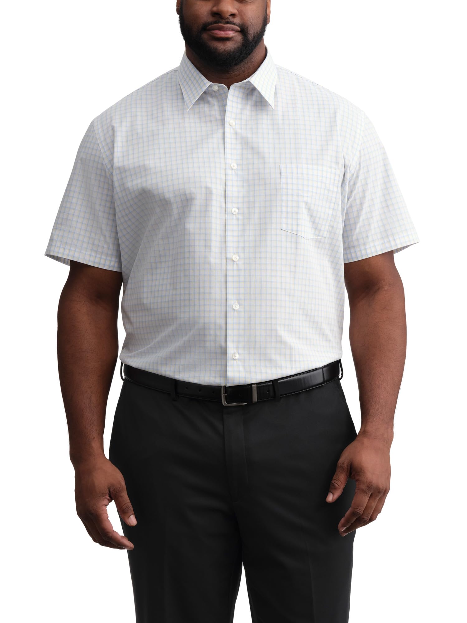 Van Heusen Mens Short Sleeve Dress Shirts Poplin Solid Big and Tall
