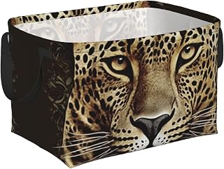 Storage Basket For Shelves Storage Bins With Handles Stylish Gift Basket | Patterned Leopard Head Shelf Basket Foldable Storage Cubes Kids Baskets For Bedroom Laundry Room Home Decor