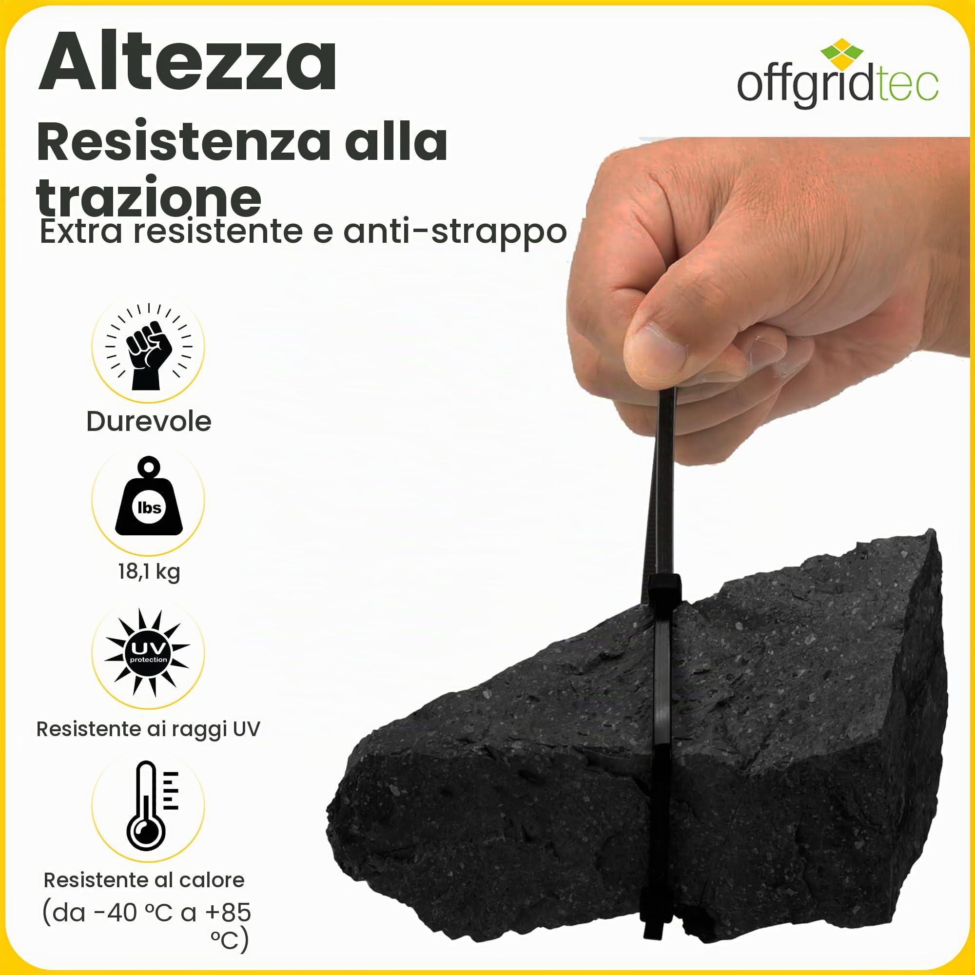 Offgridtec Fascette Fermacavi Autobloccanti Riutilizzabili, 7,6 mm X 150 mm, Resistenti Al Calore E Al Freddo, Organizzatore Di Cavi Multiuso Durevole, Confezione Da 100, Nero
