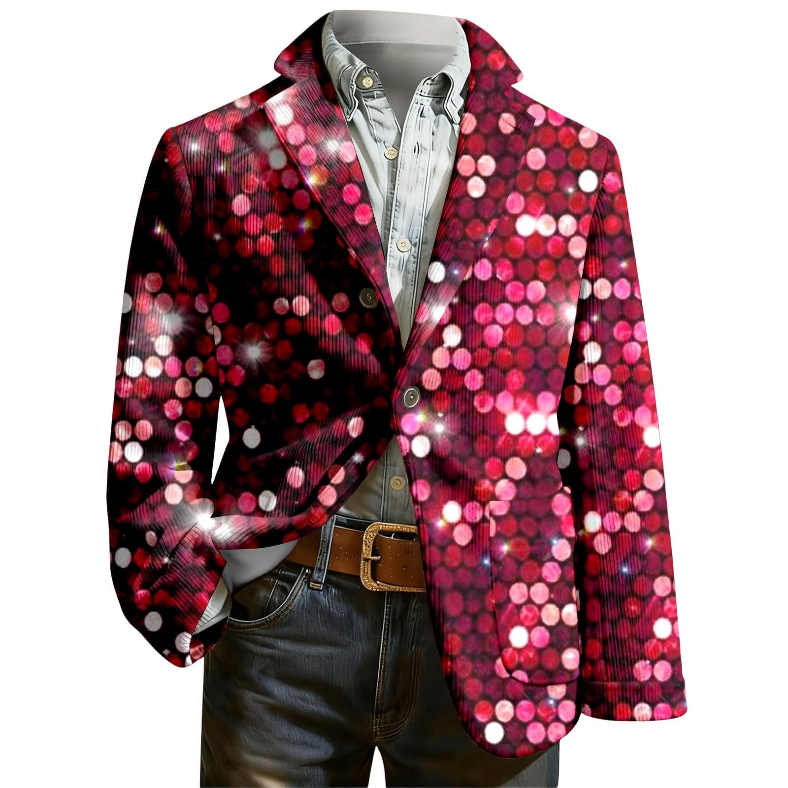 Blazer Hombre Chaqueta Americana Corduroy Estampada Lentejuelas Diseño Moda Casual Corte Regular Brillante Cómodo Para Carnaval Fiesta Noche