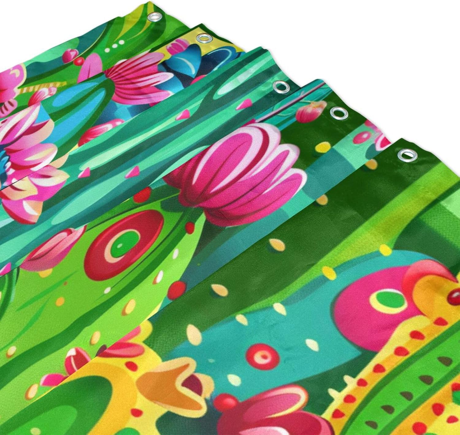 66x72 Inch Cloth Water Proof Shower Curtain Washable with Hook Psychedelic Cactus Polyester Curtain Fabric Washable Chic Liners for Bathroom Curtain