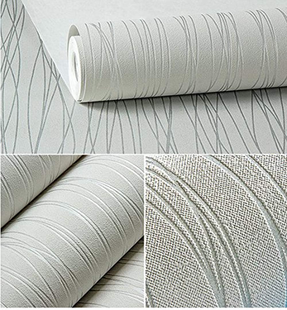 V-Vitoria 3D Non-woven Modern Fashion Minimalist Wallpaper For Living Room Bedroom Dormitory Indoor Decoration 20.9" x 393.7" (Silver Gray)