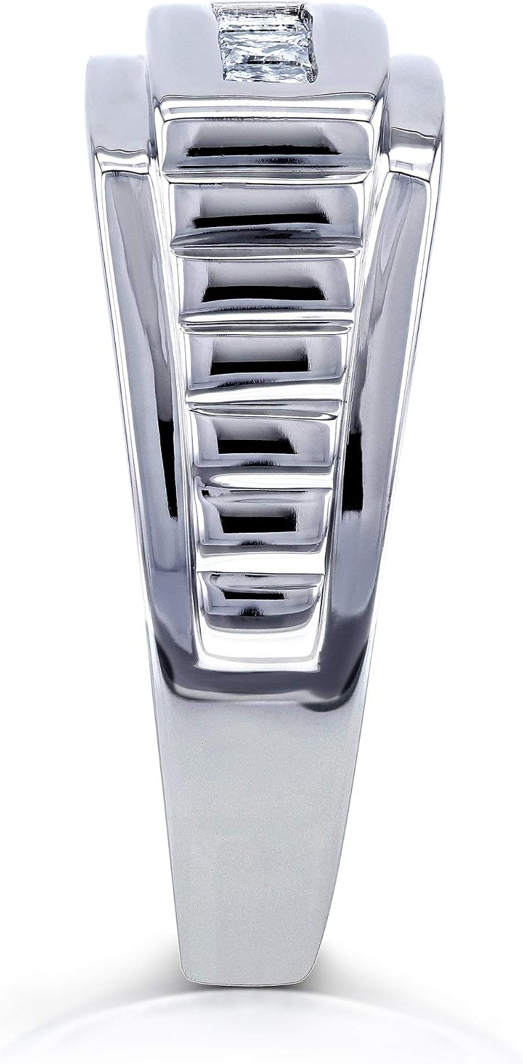 Kobelli Mens Ring Channel Square Diamonds 1/2 Carat (ctw) in 10k White Gold