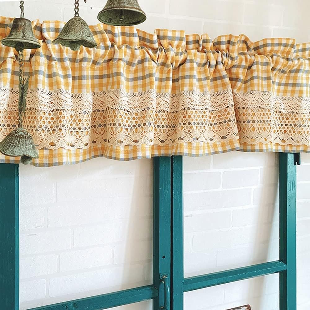 MDDW Small Windows Cafe Curtains, Home Decoration Tier Curtains Rod Pocket Short Curtains for Living Room, Kitchen, Bathroom, Bedroom (Size : W150CM*H30CM)
