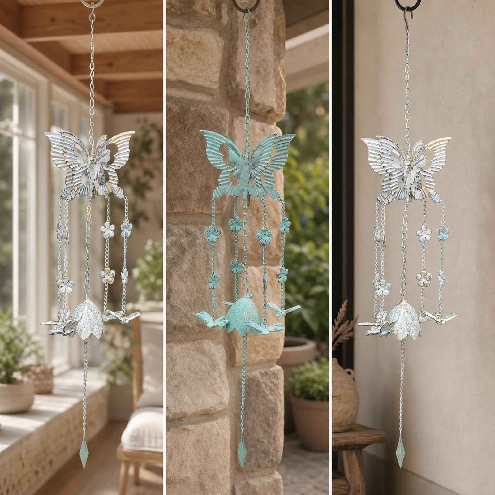 Carillon à Vent avec Papillon, Bleu