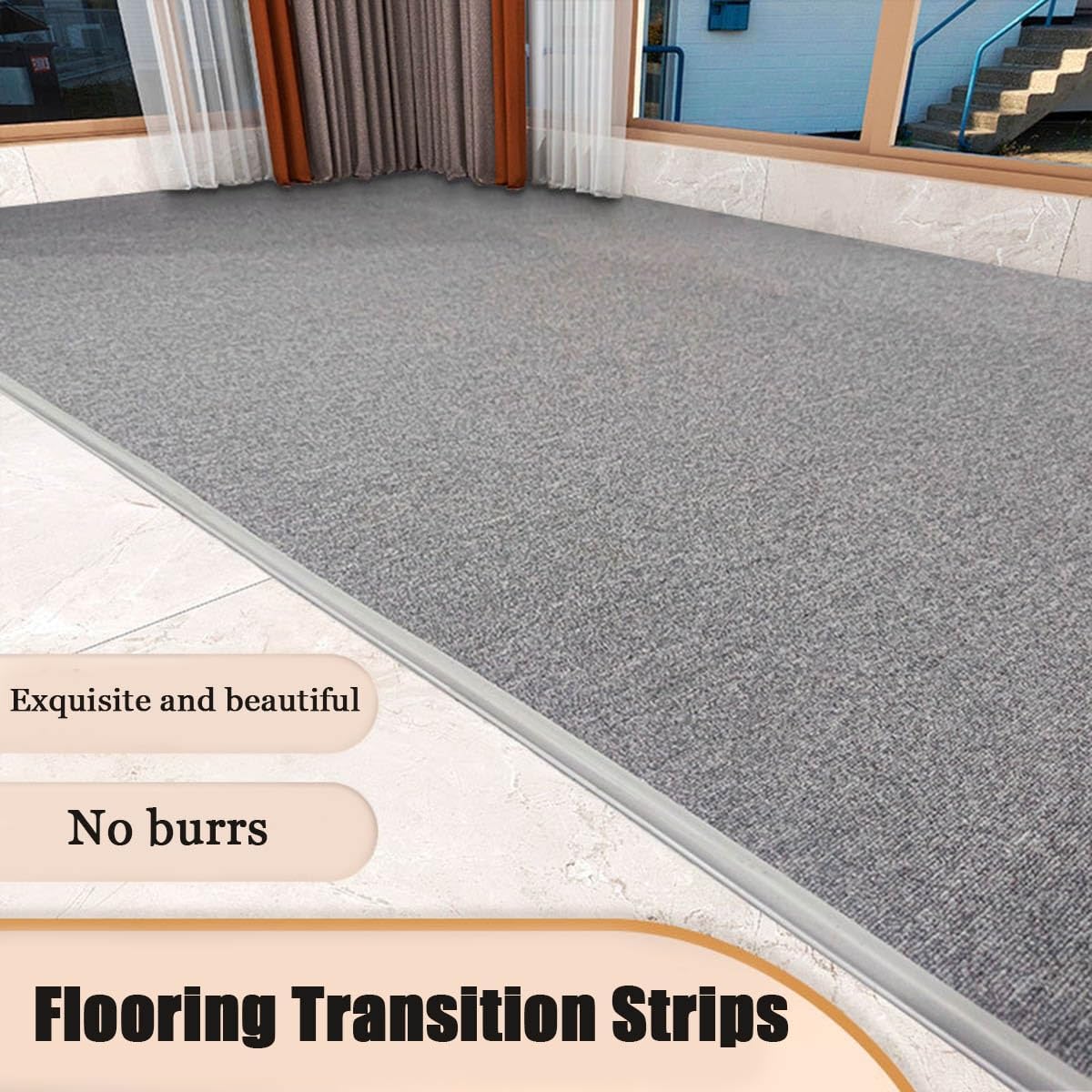 Floor Transition Strip, Self Adhesive, 1.3" Wide Cuttable Carpet Edge Trim Strip, Flexible Floor Transition Strip from Carpet to Tile, Cuttable Threshold Edging Strips(Color:Green,Size:3m/9.8ft)