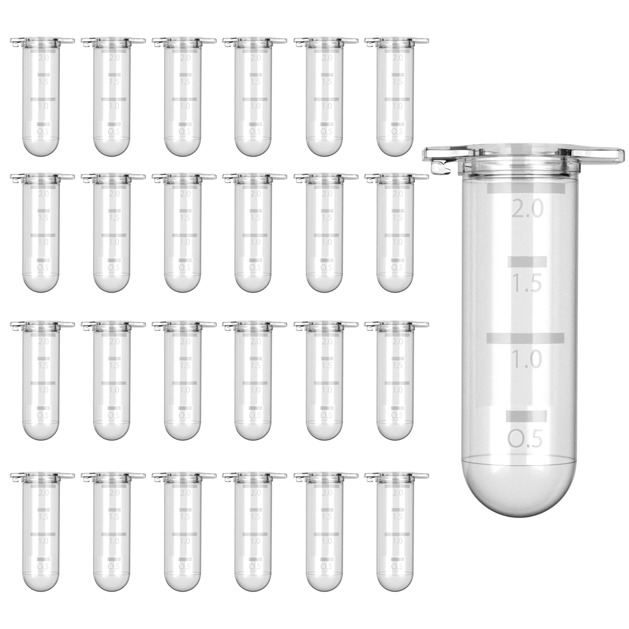 Lot de 100 récipients de réaction 2,0 ml - Tubes de centrifugeuse - Capsules en tissu étanches et étanches - Tubes d'échantillons pour laboratoire, échantillons, granules et recherche