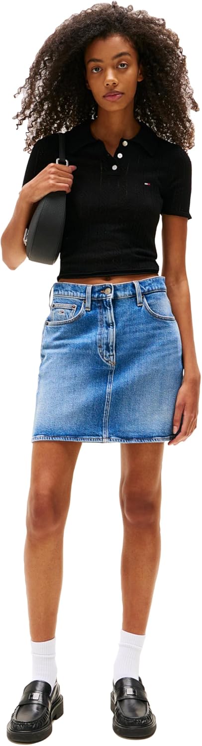 Tommy Jeans Womens Short Sleeve Knit Polo with Texture Details - Image 4