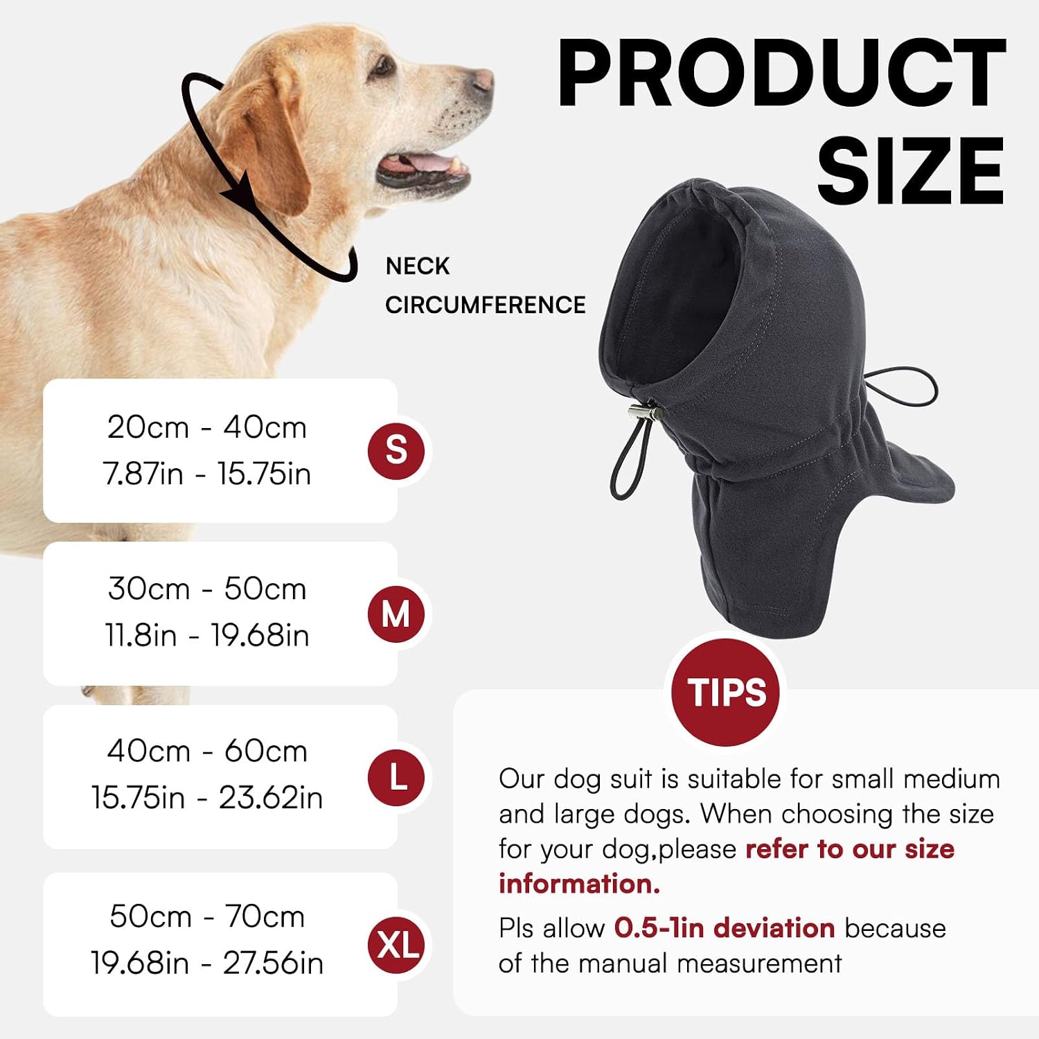 Dog Hoodie, Dog Ear Covers, No Flap Ear Wrap for Labrador Golden Retriever | Anxiety Relief Dog Ear Wrap for Hematoma Wound, Adjustable Pet Calming Hoodie Ear Muffs Noise Protection, DarkGrey XL