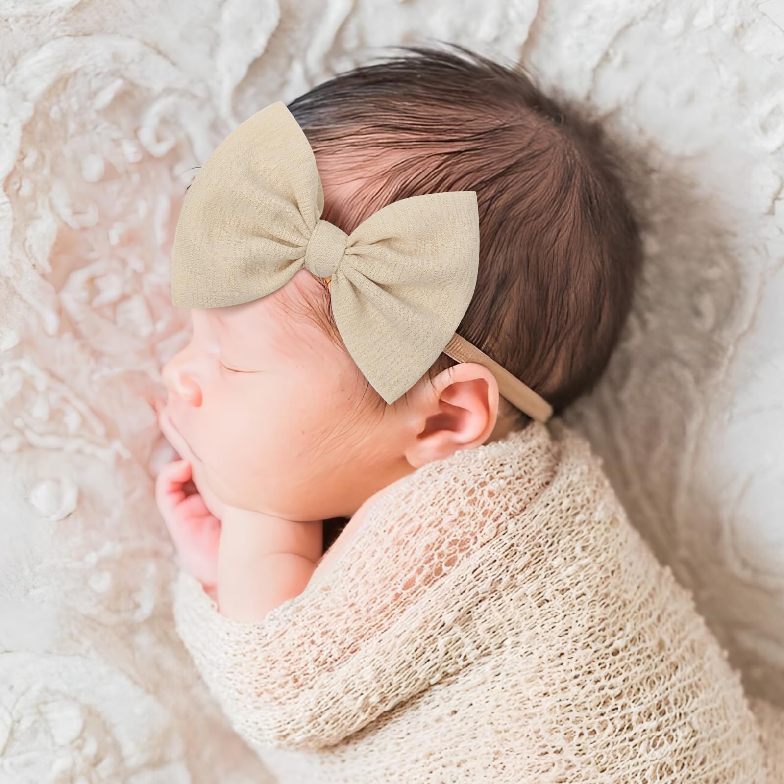 YanJie Diademas de nailon suave de 4.5 pulgadas, lazos para recién nacidos, hechas a mano, accesorios para el cabello para recién nacidos, bebés, niños, 16 unidades