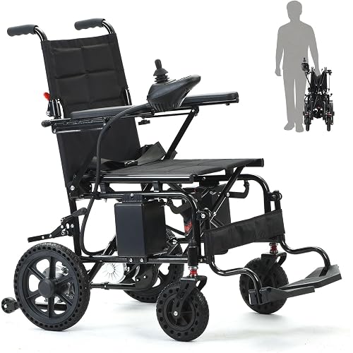 Foldable Electric Wheelchair for Adults & Seniors, Lightweight Motorized Wheelchair, All Terrain Power Wheelchairs for Indoor, Outdoor & Travel, 15 Miles Range