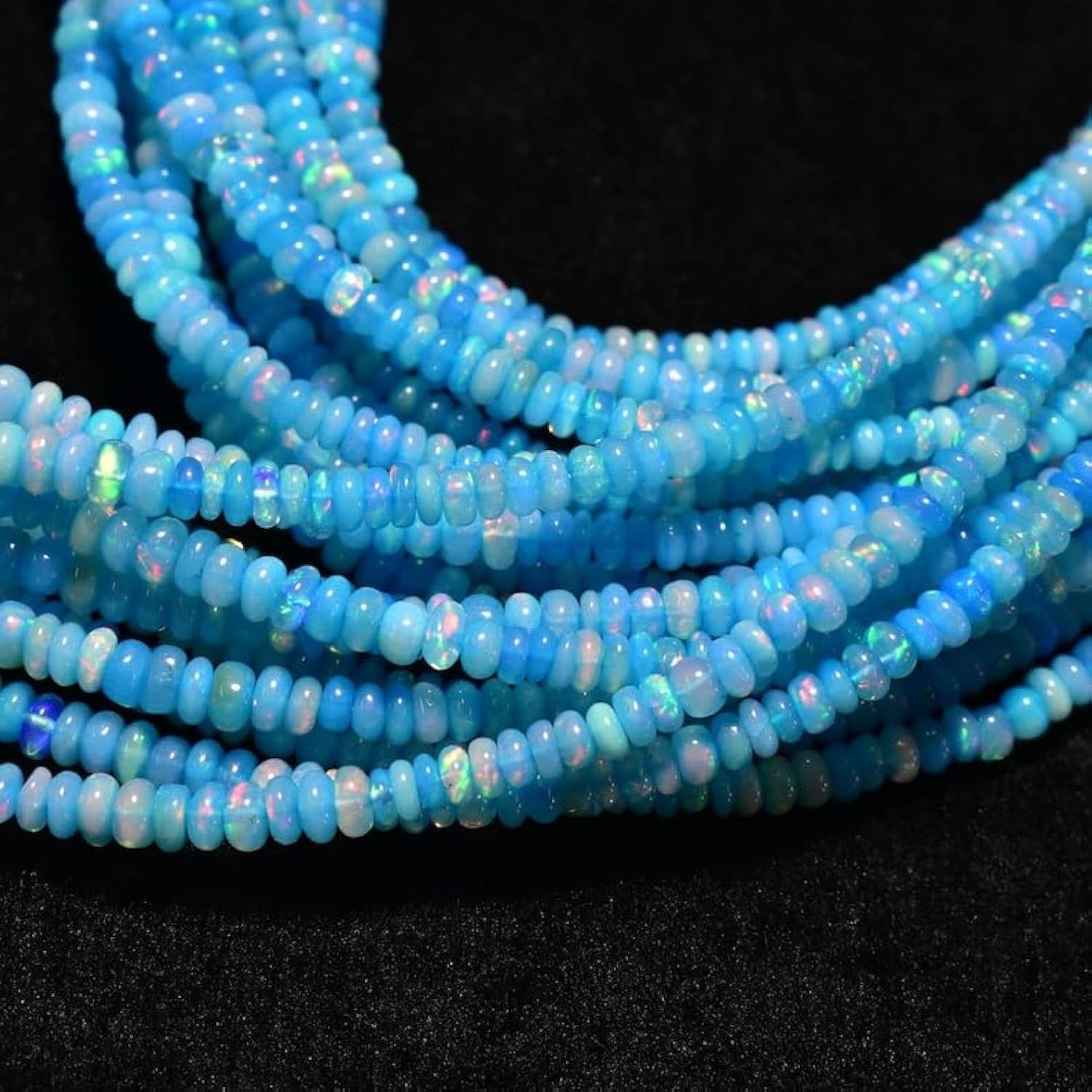 Perles en opale bleue de Paraiba naturelle de 2,5 à 4,5 mm pour la création de colliers uniques