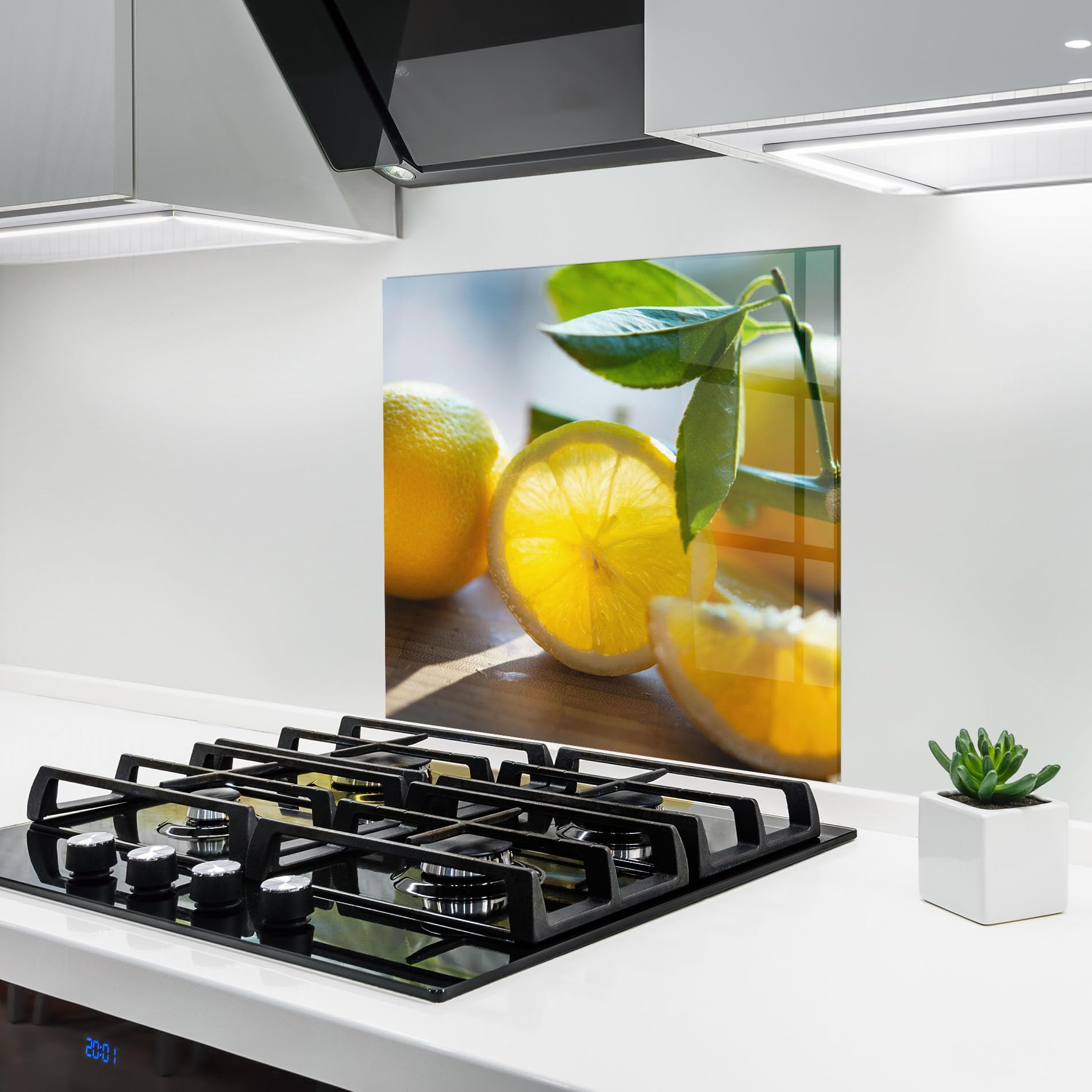 ARTHUB® Crédence de Cuisine en Verre 60x60 cm, Lemon in The Sun | Protection Contre Les éclaboussures, Revêtement Mural en Carreaux, Plaque en Verre, Verre trempé, Aliments, Fruits