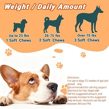Calming Chews for Dogs,Anxiety Relief Trests - Dog Calming Trests with Melatonin & glucosamine, Turkey Bacon Flavor, 120 Counts