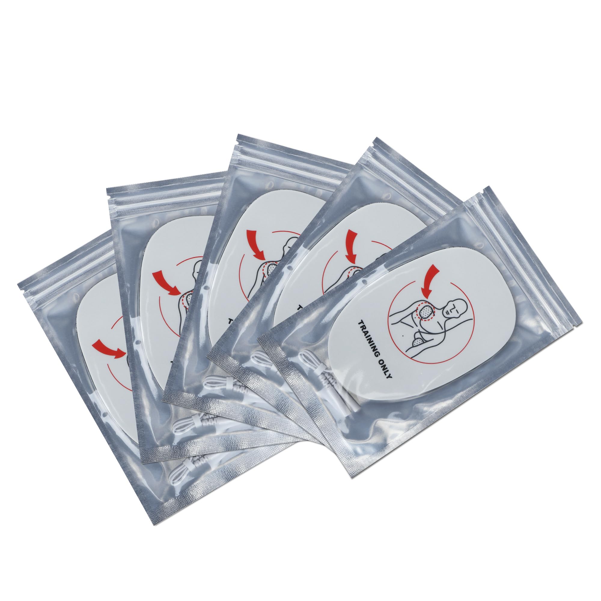 XFT AED Trainer Pads – Lot de 5 électrodes d'entraînement de rechange compatibles avec XFT-120C, XFT-120C+, XFT-d0009, XFT-120GA (mode Aldult)