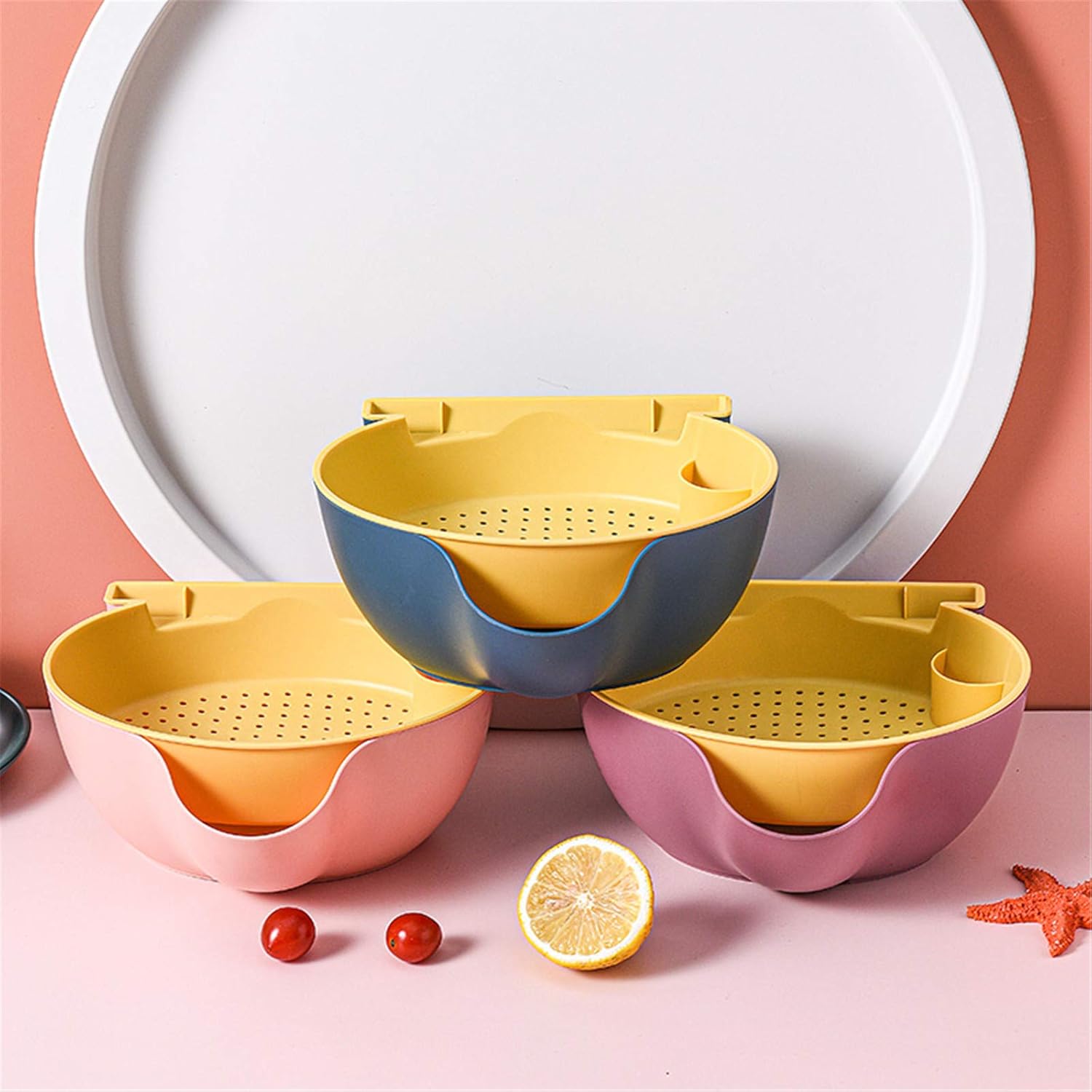 ONEYIM Multi-function Snack Box Storage Box Double Layer Container Household Snack Serving Dish Organizer - Perfect For Snacks, Fruit, or Pistachio/Sunflower Seeds Storage Box- Bonus Phone Slot : Home & Kitchen