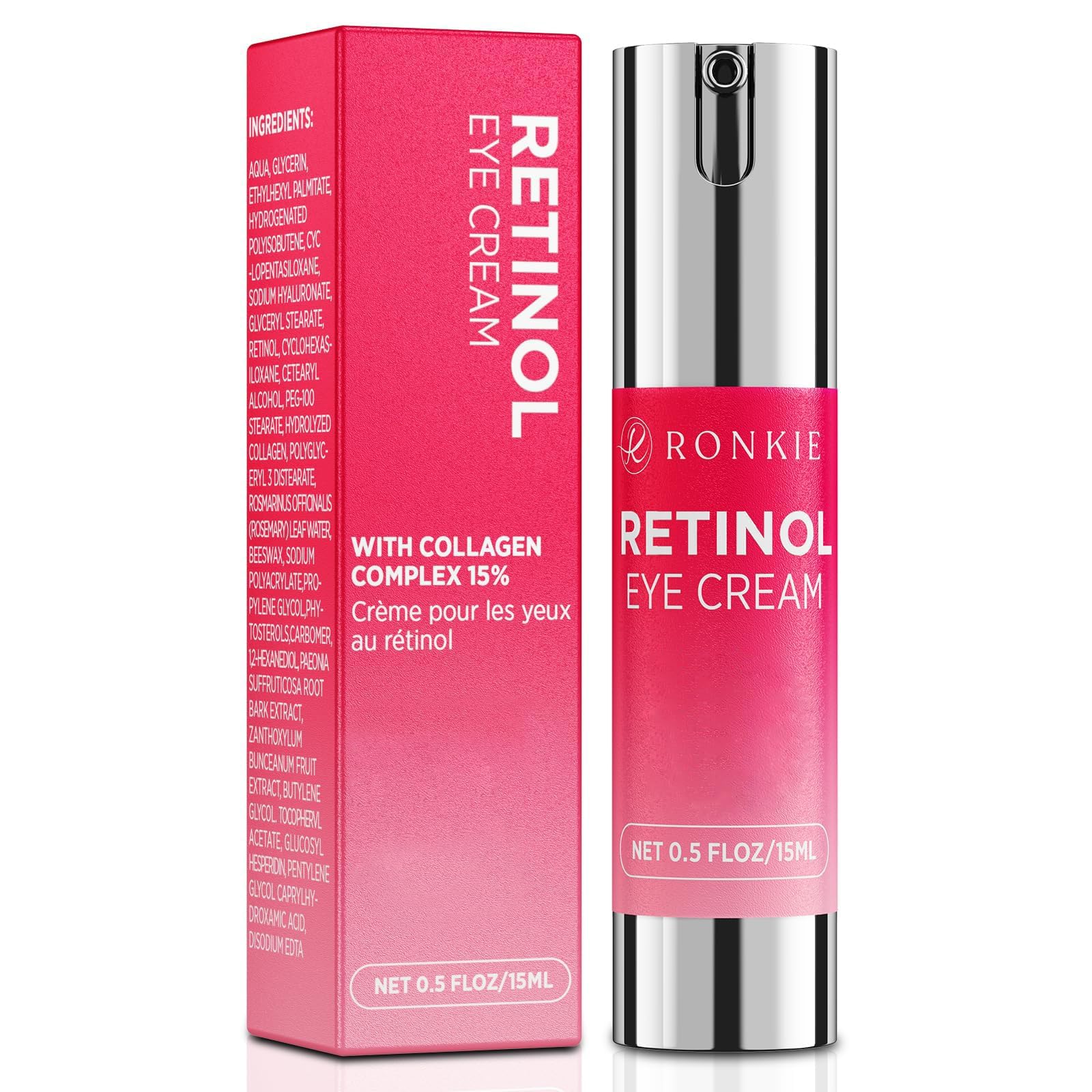 Eye Cream for Dark Circles: Anti-Wrinkle Eye Cream with Hyaluronic Acid - Reduce Under Eye Bags 1 Fl Oz (Pink)