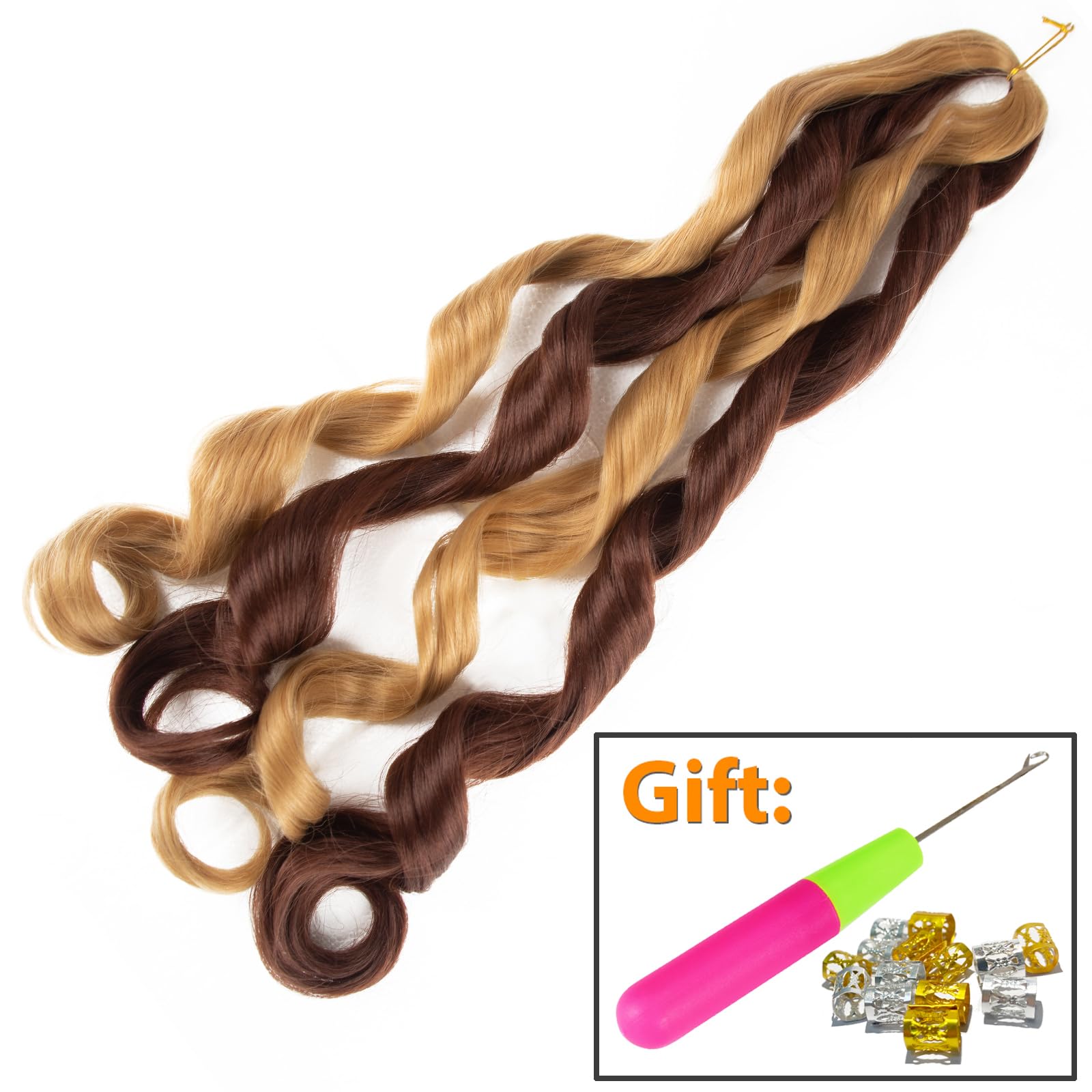 Curly Braiding Hair 24 Inch 8 Pack Bouncy French Braiding Hair extensions French Wavy Synthetic Crochet Hair Extensions (24 inch,27-33#)