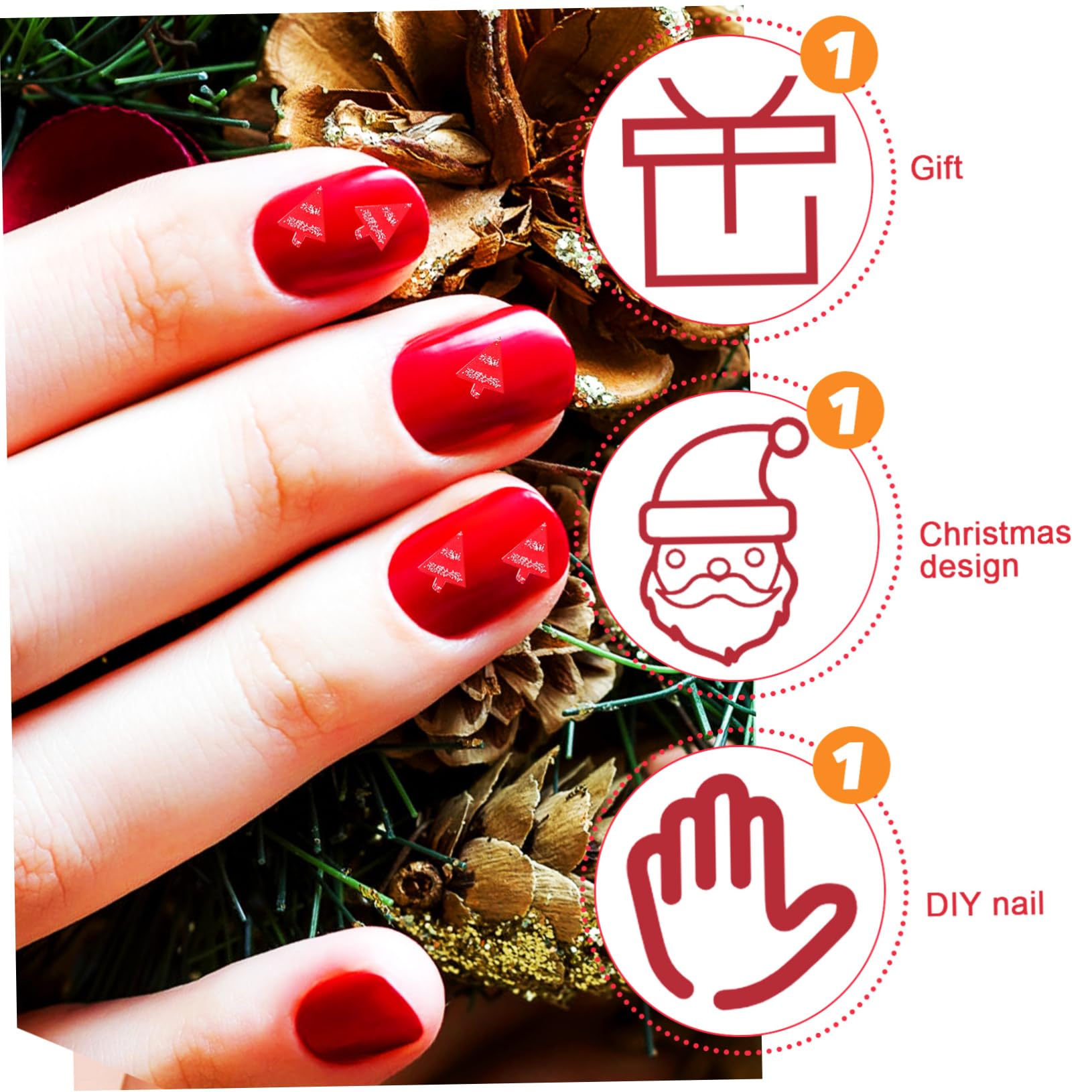 Healvian 5 Set Adesivi Unghie Natalizi Nail Wraps Artificiale Per Donne Design Per Facile Applicare E Personalizzare Per Domestico E 5 Fogli*5