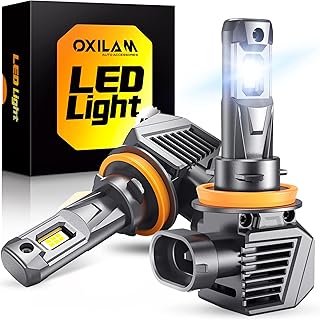 OXILAM 2023 Upgraded H11 LED Bulbs, 22000LM 120W 600% Brighter Wireless H9 H8 Bulbs, Canbus 6500K Cool White, Halogen Replacement Plug and Play, Pack of 2