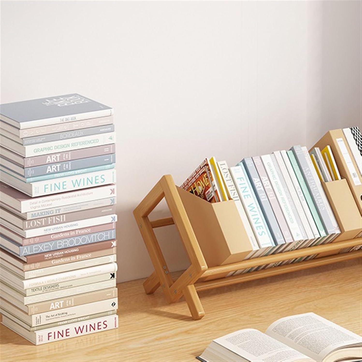 Home Cd storage rack CD countertop desktop solid wood disc album display comic bookshelf Storage(40cm)