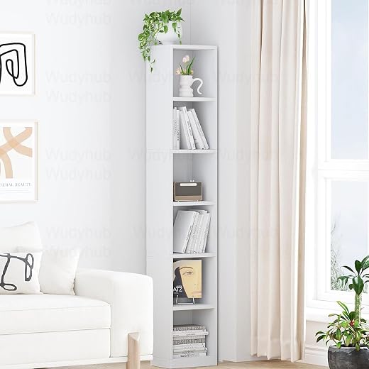 Wudyhub 6 Layer Engineered Wood Multipurpose Bookshelf | Storage Organizer Stand | Home Decor Storage Rack | Showcase Orga...