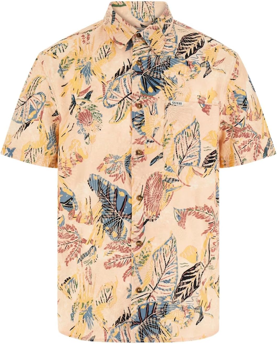 GUESS Men's Short Sleeve Printed Embro Shirt