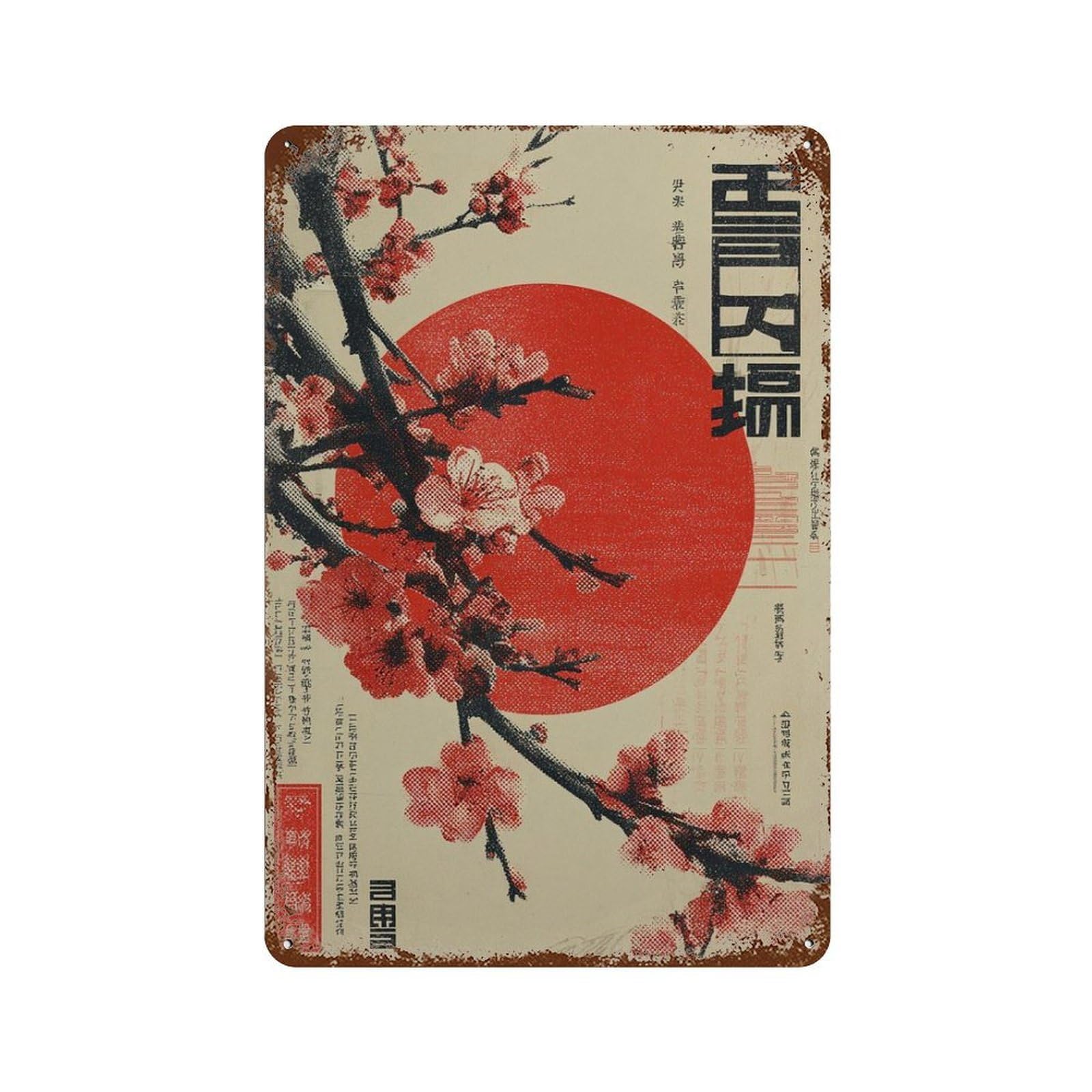 xiaoxiaoshen Japanese Cherry Blossom Retro Sakura Wall Decor Art Metal Tin Poster Modern Home Decor Art Home Bar Shop Decorations Vintage Sign 30x20cm