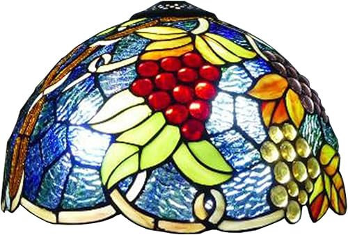 Miniatura 7 de Tiffany - Pantalla de repuesto con tapa, pantalla de cristal de uvas mediterráneas, cuentas de cristal, hoja verde, azul, chimenea, solo para
