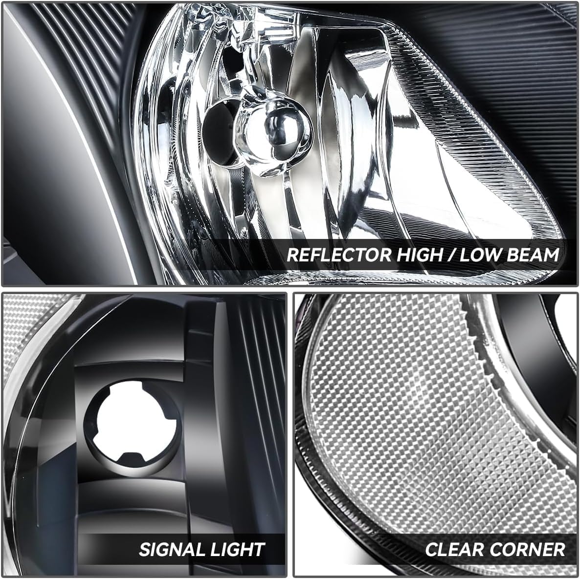 Headlights Compatible With 2001-2007 Chrysler Town & Country, 2001-2007 Dodge Caravan, 2001-2003 Chrysler Voyager