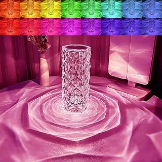Crystal Table Lamp,RGB Rose Diamond Touch Lamps,Color Changing Night Light for Bedroom/Living Room/Party Dinner Decor Creative Light (Remote & Touch (1)