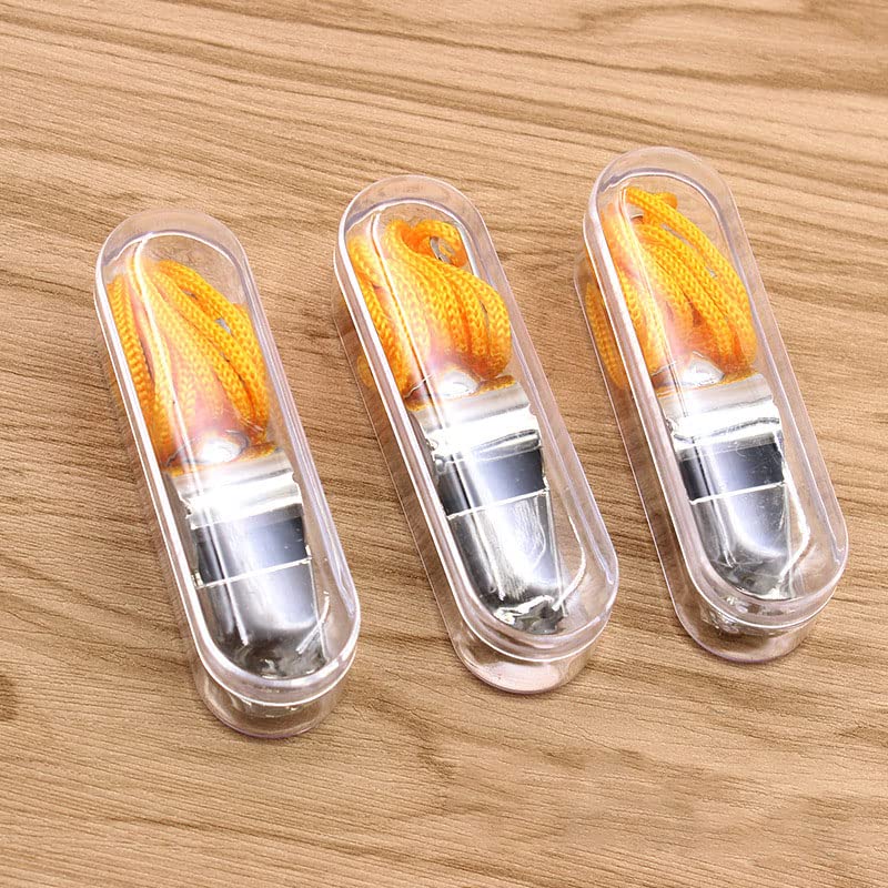 Pack de 10 silbatos de acero inoxidable con cuerda miniatura 5