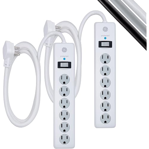 GE Surge Protector Power Strip, 2 Pack, 6 Ft Extension Cord