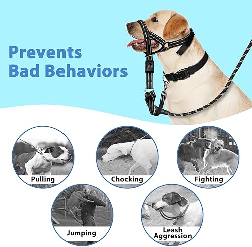 Miniatura 6 de Collar para la cabeza para perros correa de nariz para perros pequeños medianos y grandes cuello halter para la cabeza del perro que evita tirones
