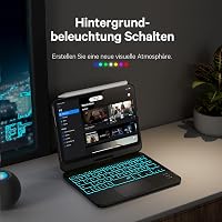 Earto iPad Mini 7 Billentyűzetes Tok Trackpad-dal, 360° Forgatható, 7 Szín Háttérvilágítás, QWERTZ 4