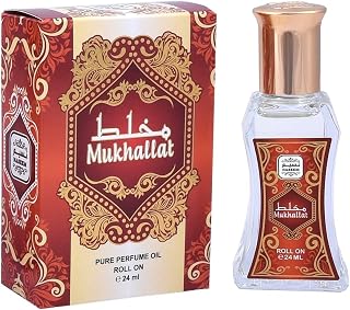 NASEEM Mukhallat Roll On Perfume Oil 24ml - Alcohol Free Hypoallergenic Subtle Tone Eau De Parfum for Men & Women - Long Lasting Subtle Blend of Fruity, Rose, Jasmine, Vanilla & White Musk