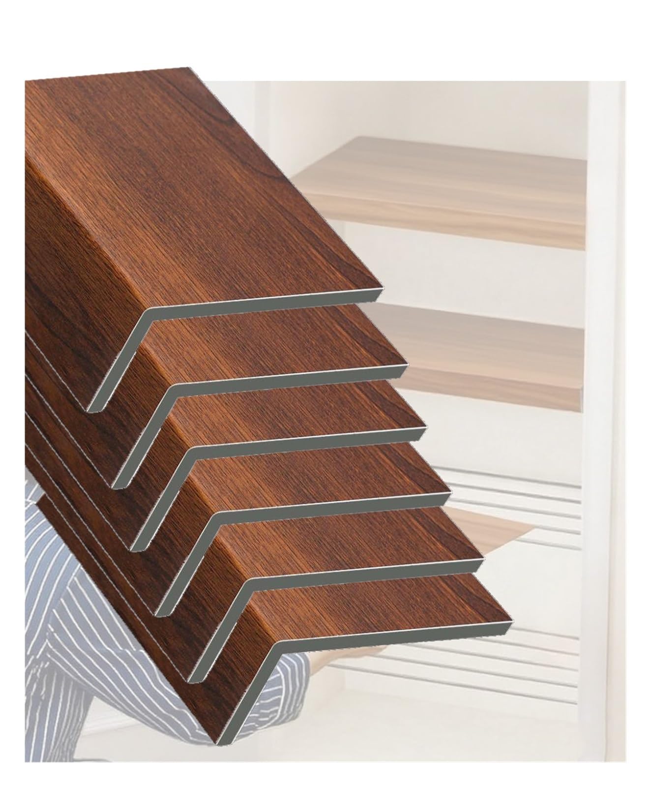 Housse d'étagère en PVC décor bois pour embellir le garde-manger
