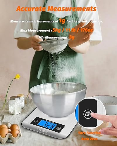 Miniatura 5 de Ataller Báscula inteligente de alimentos con calculadora nutricional, aplicación para teléfono inteligente con seguimiento de 26 nutrientes,