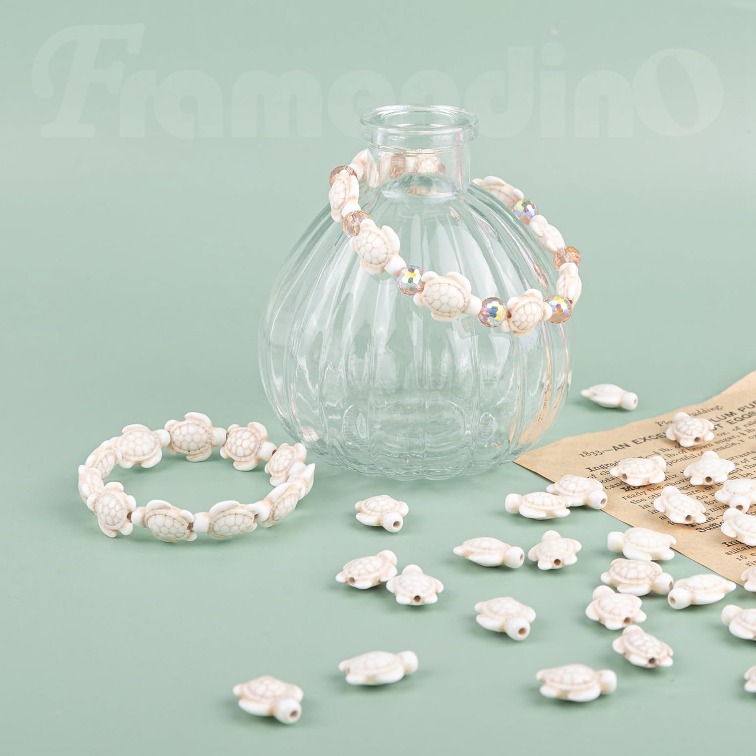 Framendino, 92 Pack White Turquoise Sea Turtle Beads Charms Synthetic Ocean Animal Spacer for Bracelet Necklace Making Jewelry - Image 5