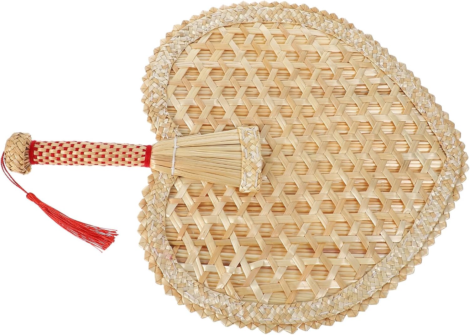 Ipetboom Handheld Wheat Straw Woven Fan Heart-shaped Chinese Summer Fan for Outdoor Festivals and Rustic Wedding Accessories
