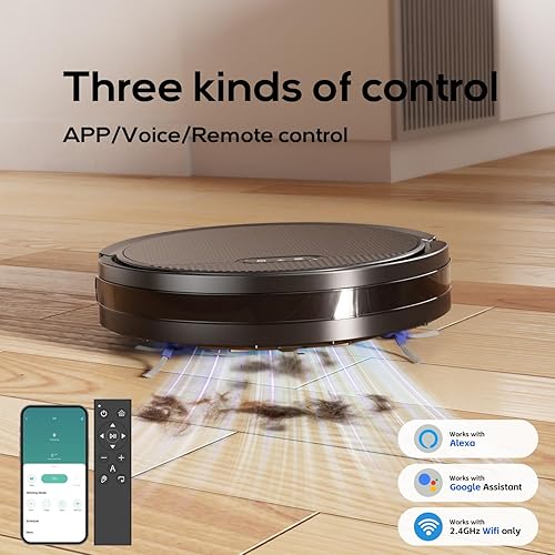 Miniatura 2 de V3 Robot aspiradora y trapeador, limpiador combinado 3 en 1 para el hogar con pelo de mascotas y suelo duro, succión de 5000 Pa, tiempo de