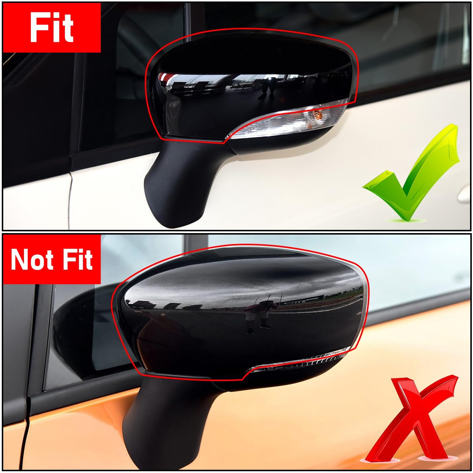 Baceyong 2 Coprispecchietti Retrovisori Compatibili Renault Megane 4 MK4 2016-2020 - Effetto Fibra Di Carbonio Nero E Nero Lucido