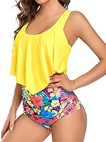Vista 3 de Edelqual - Trajes de baño tankini para mujer, conjuntos de bikini de cintura alta, trajes de baño de dos piezas con control de abdomen