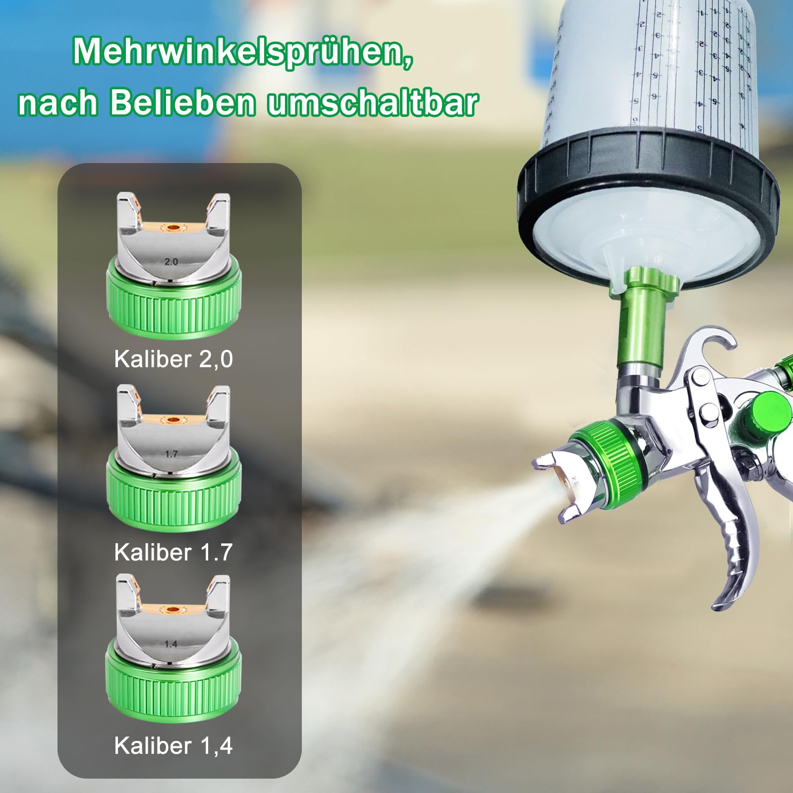 Samer, GFG Pro, Pistola A Spruzzo HVLP Professionale, Risparmio Di Materiale Per Verniciare Auto Ugello Da 13 Mm Coppetta In Plastica Da 600 Ml