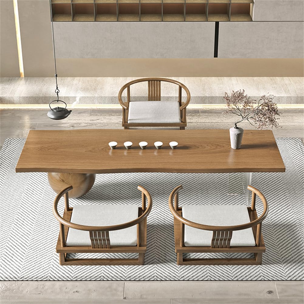 WTTTTW Japanese Floor Table, Rustic Wood Coffee Table, Natural Wood Center Table for Living Room, Low Japanese Style Table for Sitting on The Floor Accent Furniture,Black