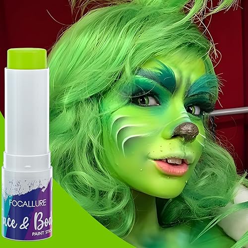 Miniatura 9 de FOCALLURE Barra de pintura facial y corporal, barra negra para deportes, kit de pintura facial profesional hipoalergénica, maquillaje para