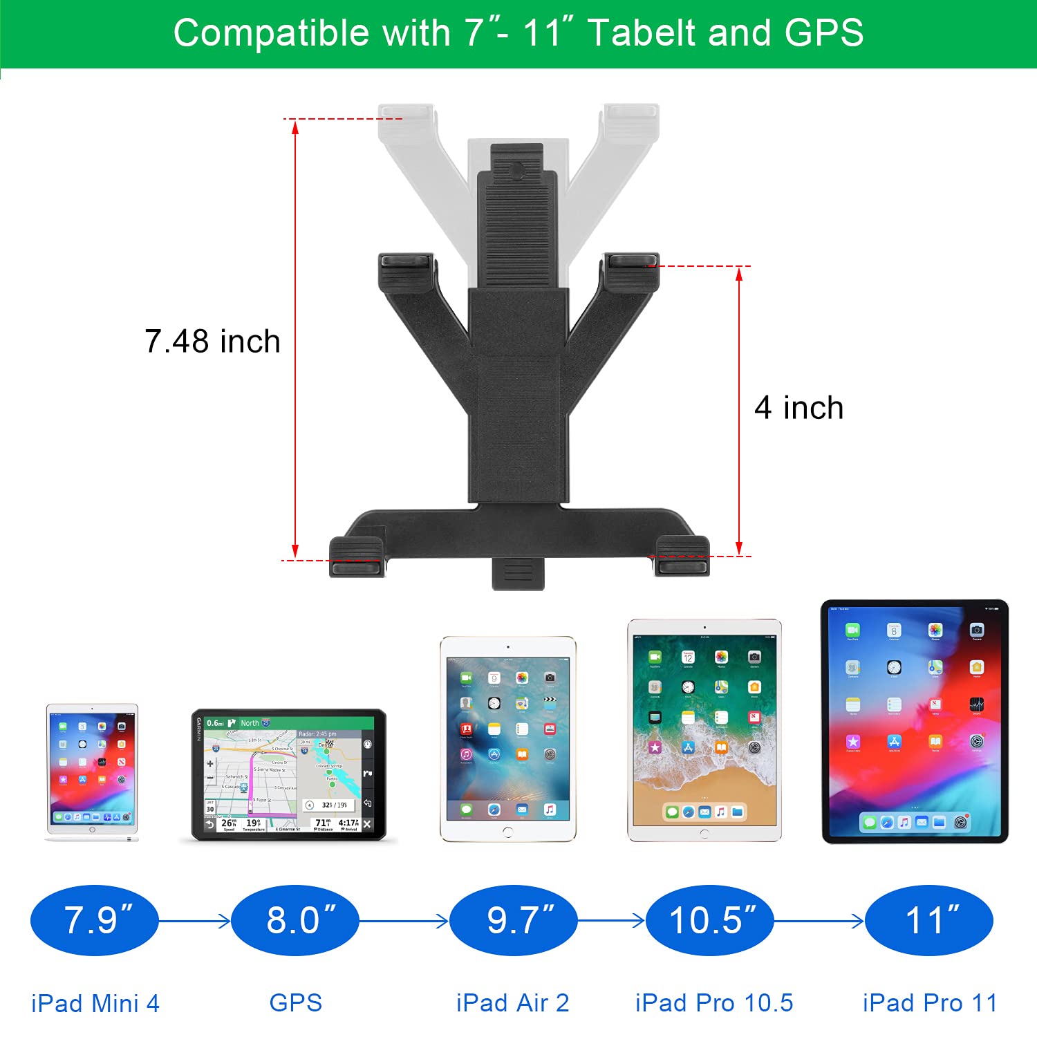 Support Tablette Universel Guidon - Réglable 360°, Pour Vélo, Moto, Tapis De Course, Fauteuil Roulant, Compatible 4-13 Pouces